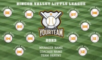 Baseball team banner with outfield grass background