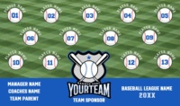 Baseball team banner with field background