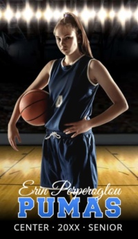 Female basketball player banner