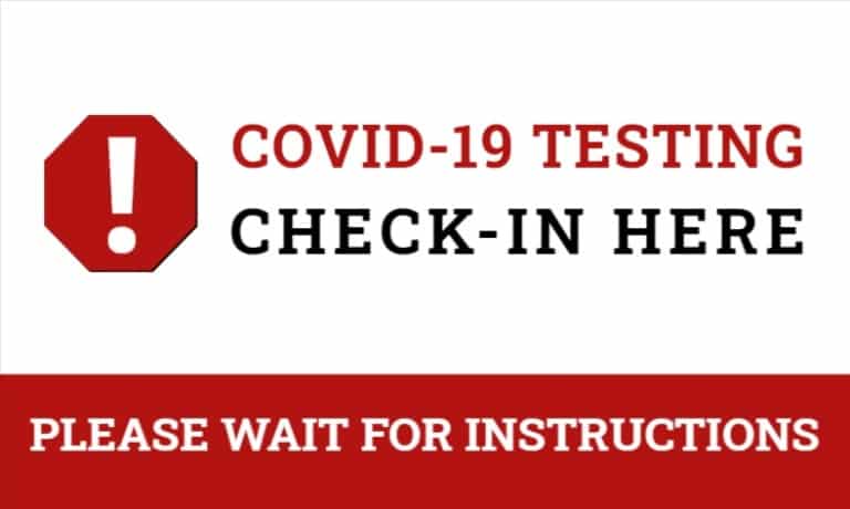 Covid-19 Testing Check-In Here banner template