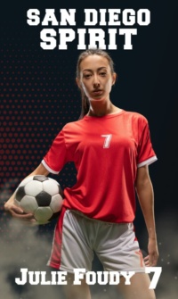 Soccer player banner girl holding ball