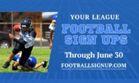 Football Sign Ups banner design for youth football leagues